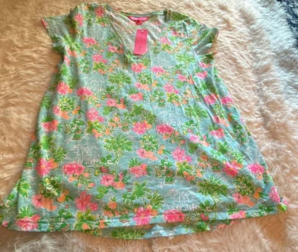 Disney Parks Collection x Lilly Pulitzer Floral Mickey Mouse Print T-Shirt Dress